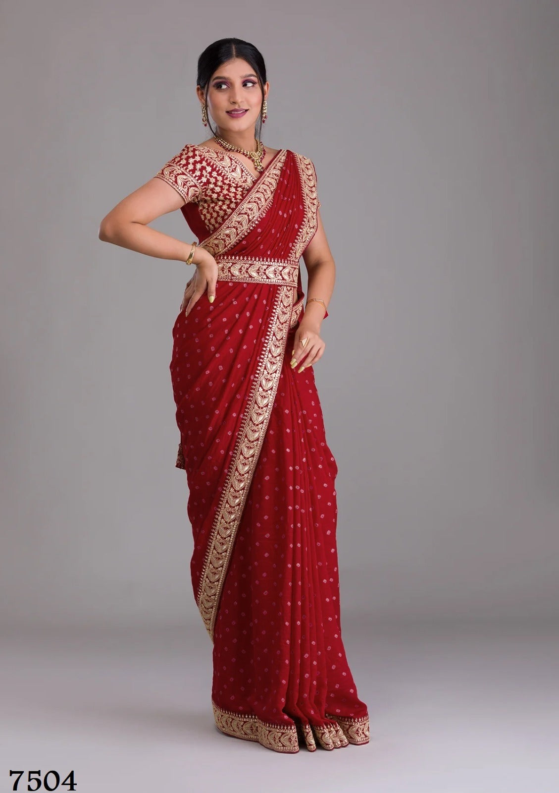 Chiffon Red Party Wear Designer Saree at Rs 3500 in Delhi | ID: 4275460955