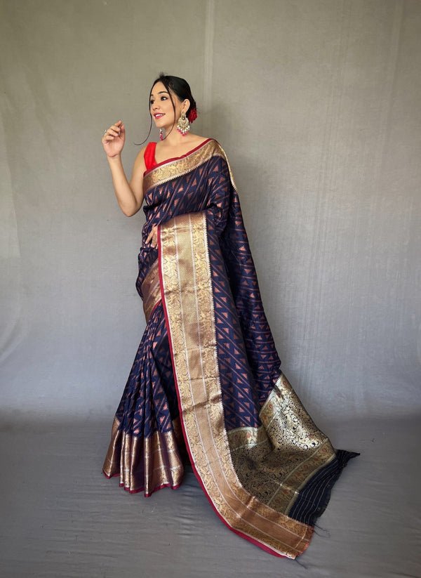 Kanjivaram Silk Saree in Royal Blue