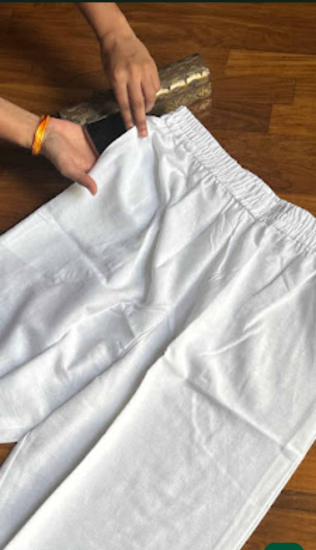 White Embroidery Straight Pant In Cotton