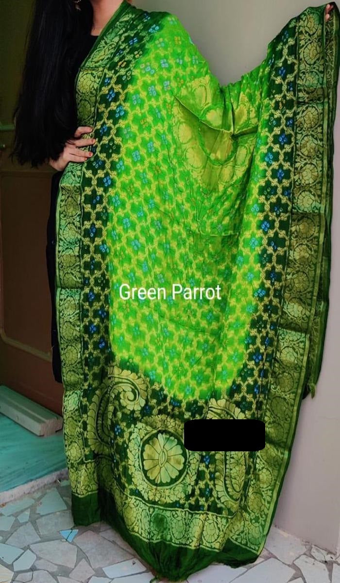 Traditional Gharchola Banarasi Dupatta In Green