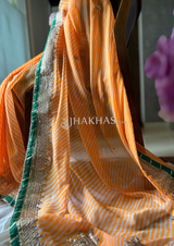 Orange Leheriya Bandhej Saree