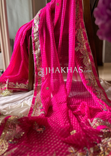 Pink Leheriya Saree In Gota Patti