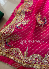 Pink Leheriya Saree In Gota Patti