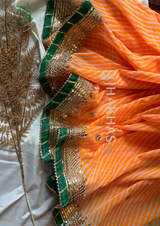 Orange Leheriya Bandhej Saree