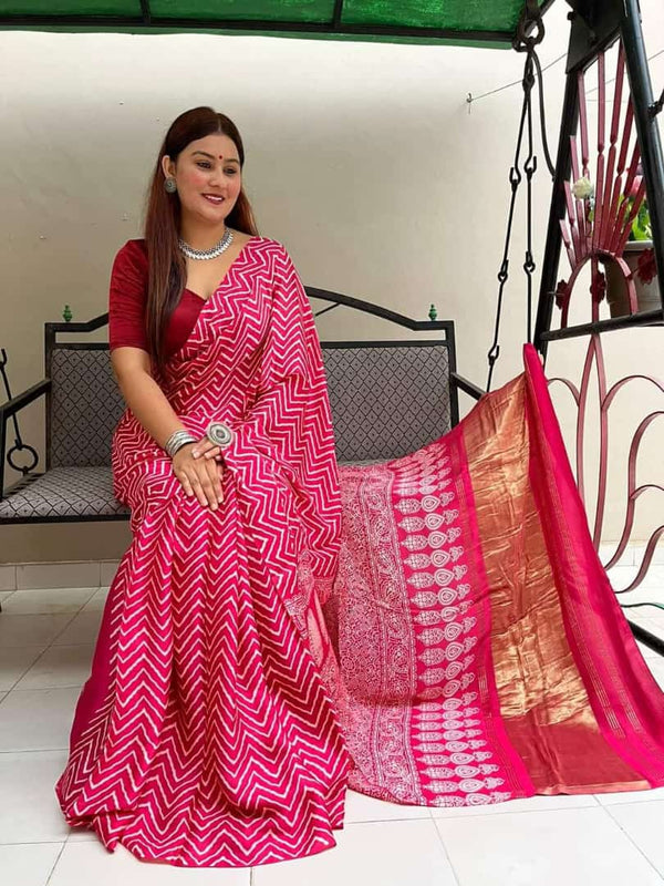 Pink Modal Silk Saree