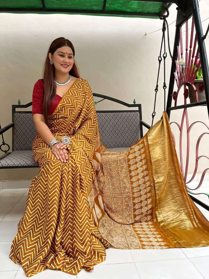 Golden Modal Silk Saree