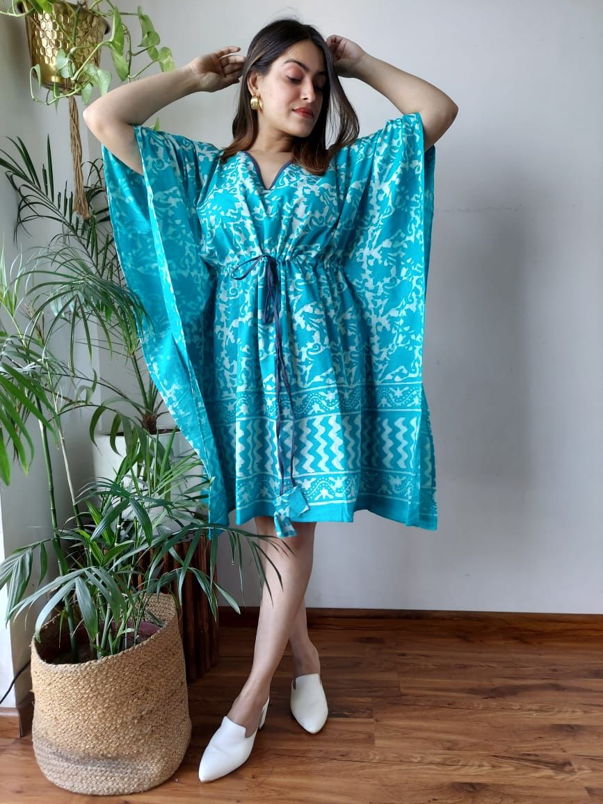 Short Kaftan in Sky Blue