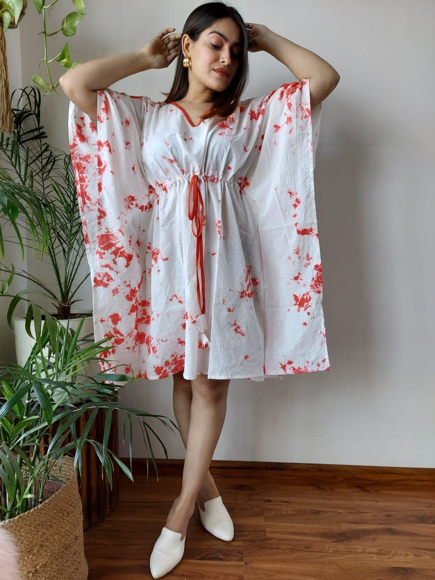 Short Cotton Kaftan in White