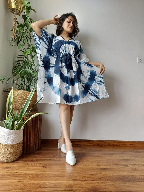 Short Cotton Kaftan in White