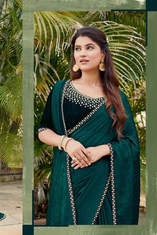 Satin Silk Saree (Green)