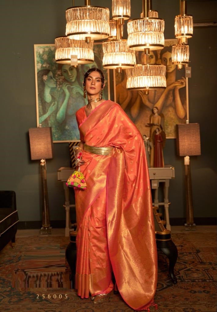 Orange Soft Silk Weaving Bollywood Saree