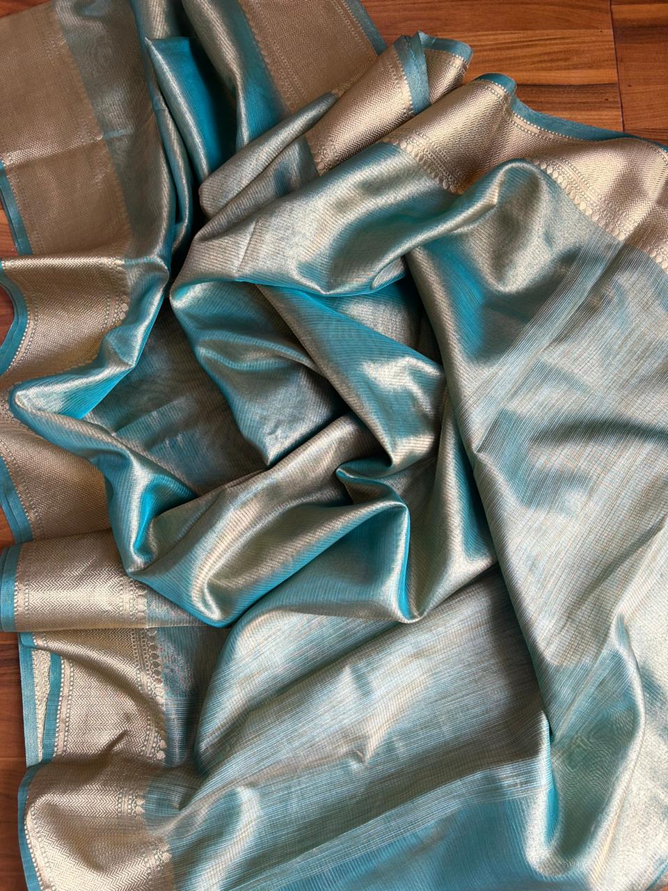 Natural Golden Color Tissue Silk Saree with Meenakari Work | Silk sarees,  Silk sarees online, Pure silk sarees