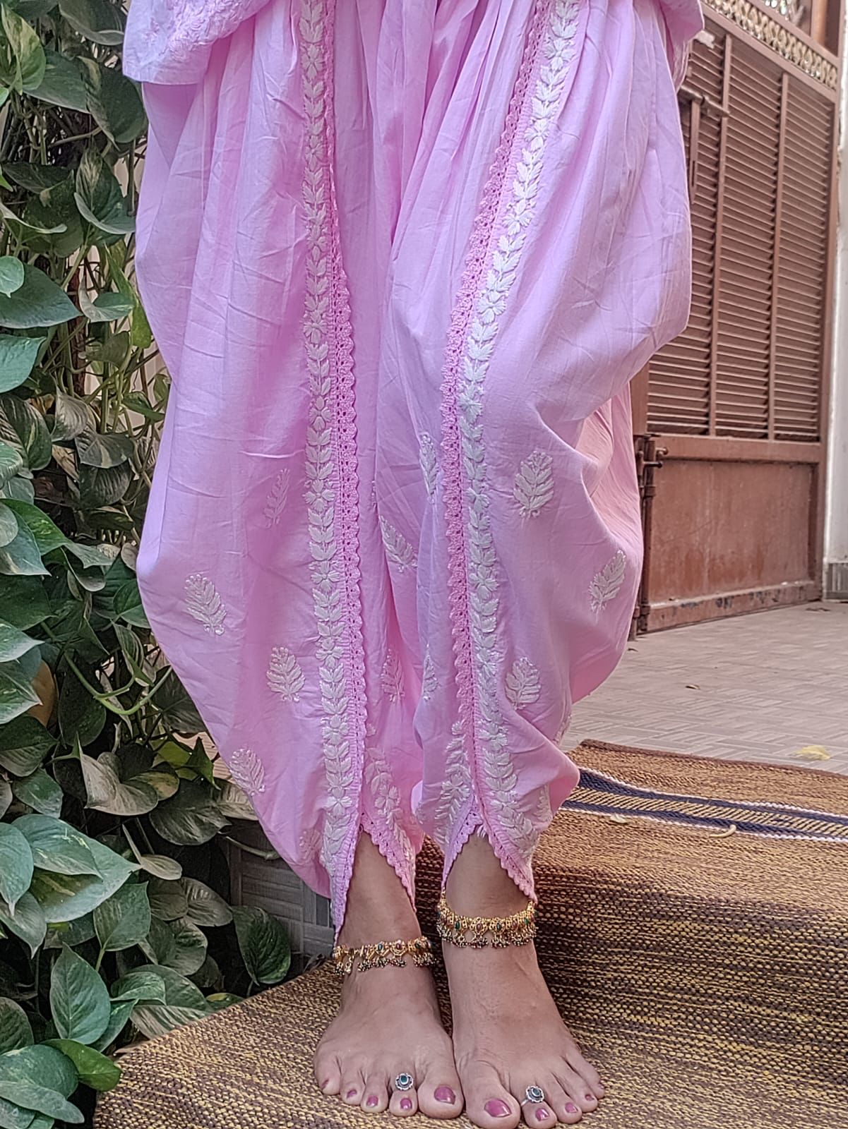 Pink Chikankari Dhoti Salwar