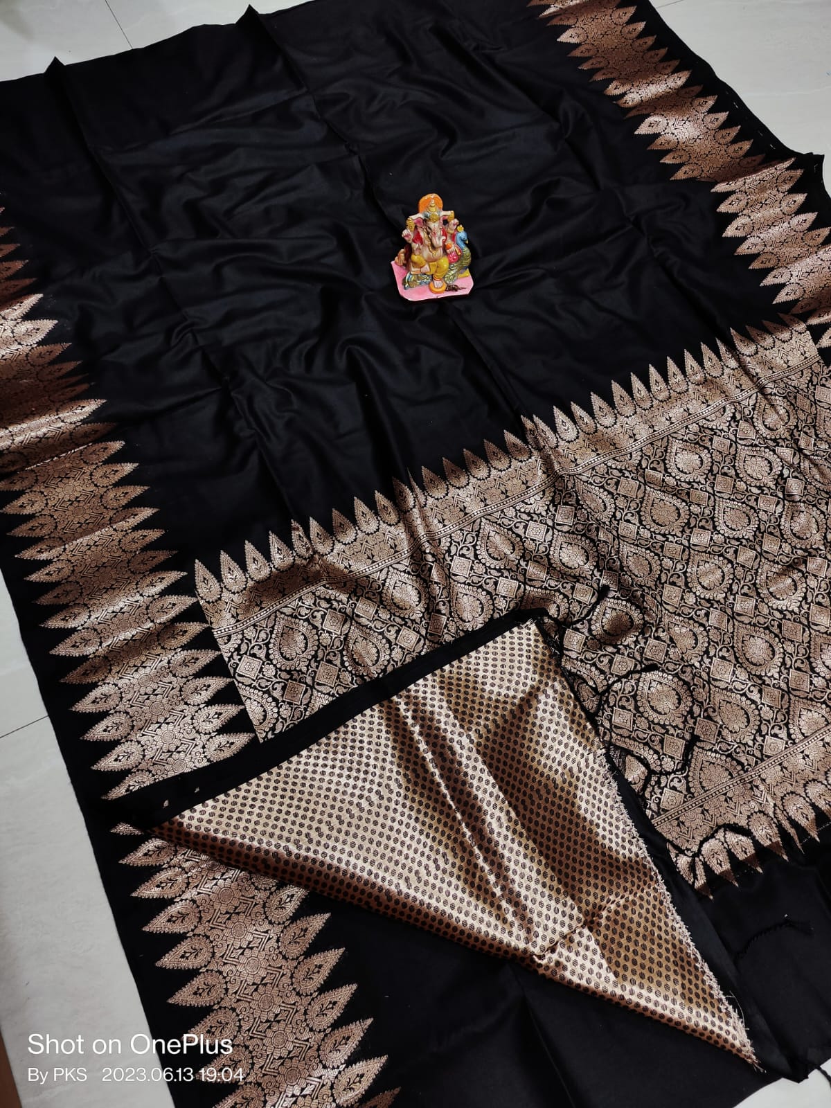 Black Banarasi silk saree 