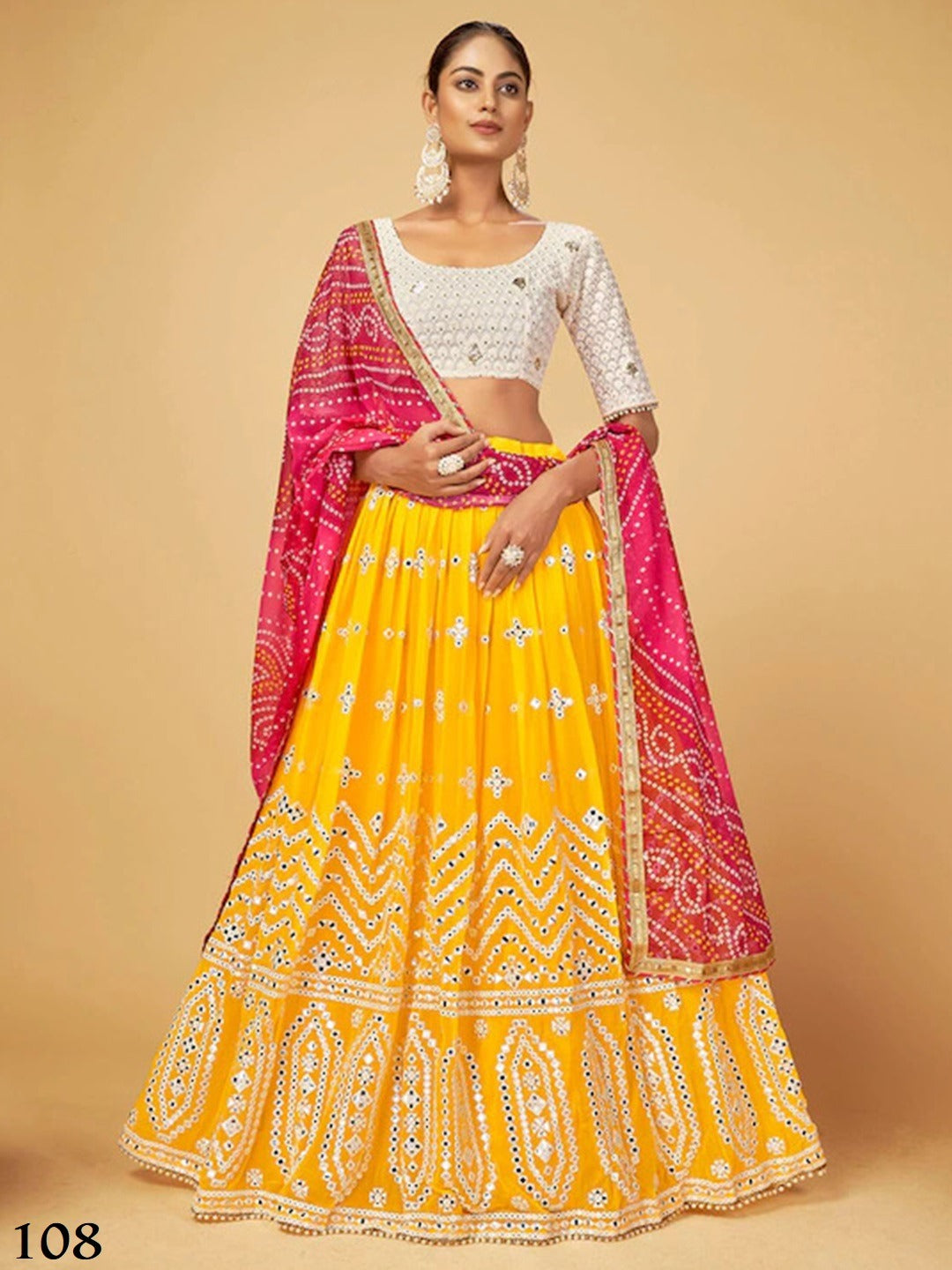 Designer Lehenga In Pink ( Semi Stitched)