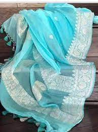 Skyblue Banarasi Khaddi Georgette Saree