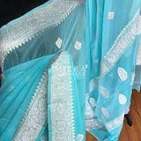Skyblue Banarasi Khaddi Georgette Saree