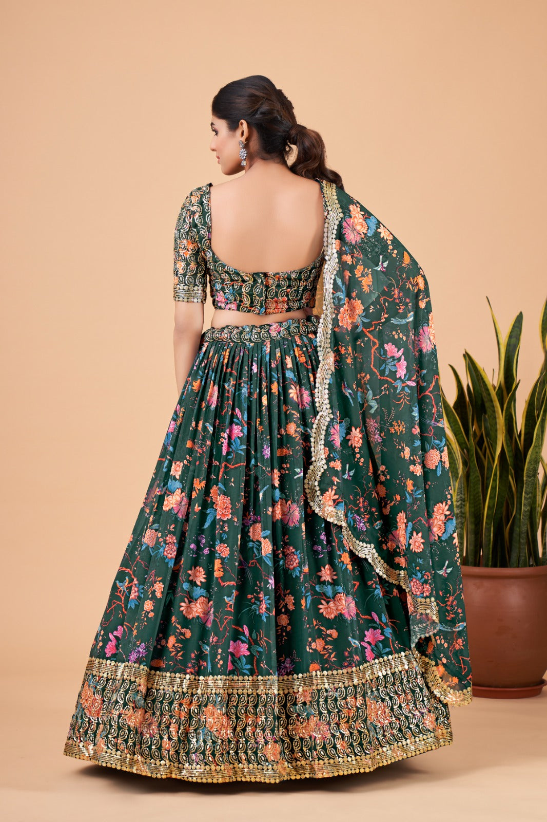 Teal Floral Print Georgette Base Designer Lehenga Choli at Rs.2199/Piece in  surat offer by Aahvan Designs