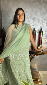 Pastle Green Heavy Chikankari Gota Salwar Suit