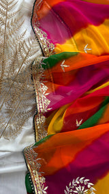 Multi Color Bandhej Saree For Karwa Chauth
