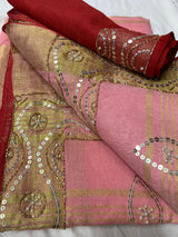 Linen Embroidred Saree In Cream