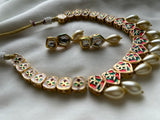 White Pearl Kundan Necklace Set