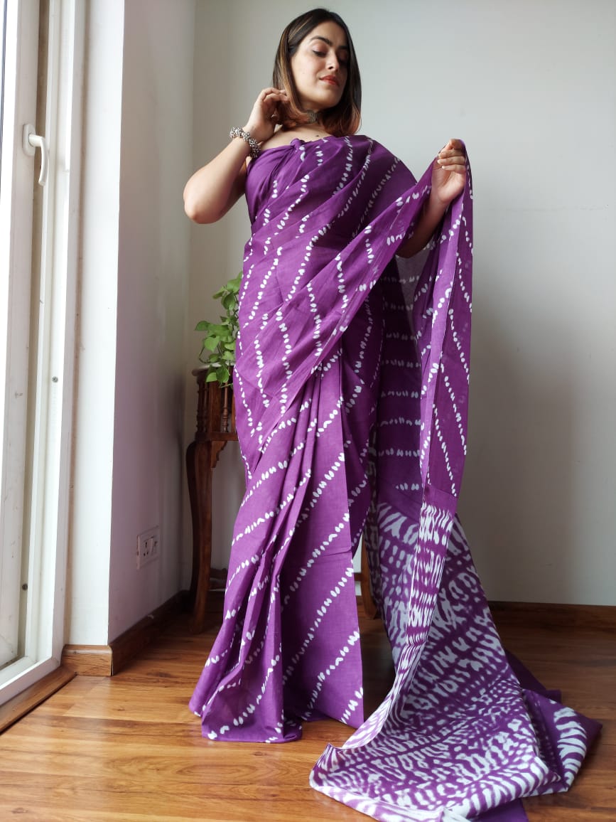 Purple Color Cotton Silk Saree – ShopBollyWear.Com