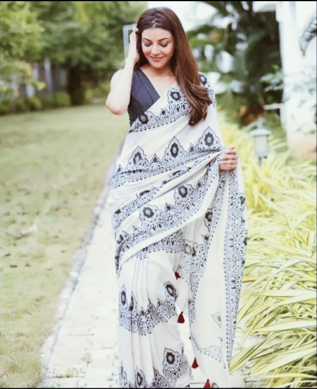 Buy COTTON INDIA Women's cotton indigo Bagru Print Saree with blouse at  Amazon.in