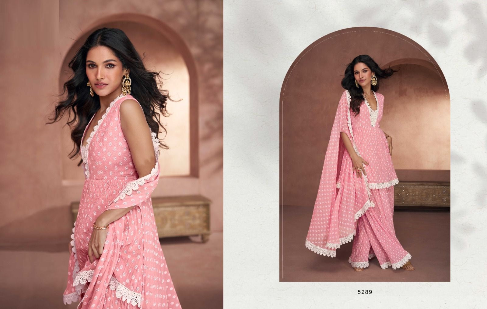 Trending Real Georgette Baby Pink Suit Set (Readymade)