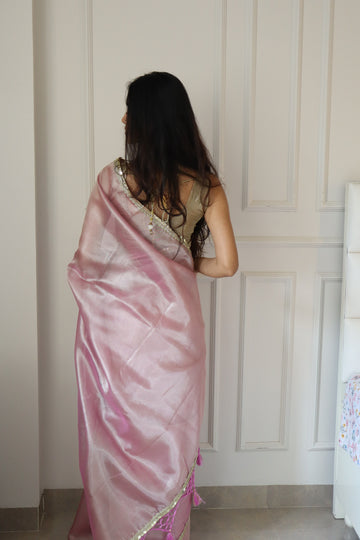 Jahanavi  Kapoor Pink Tissue Saree