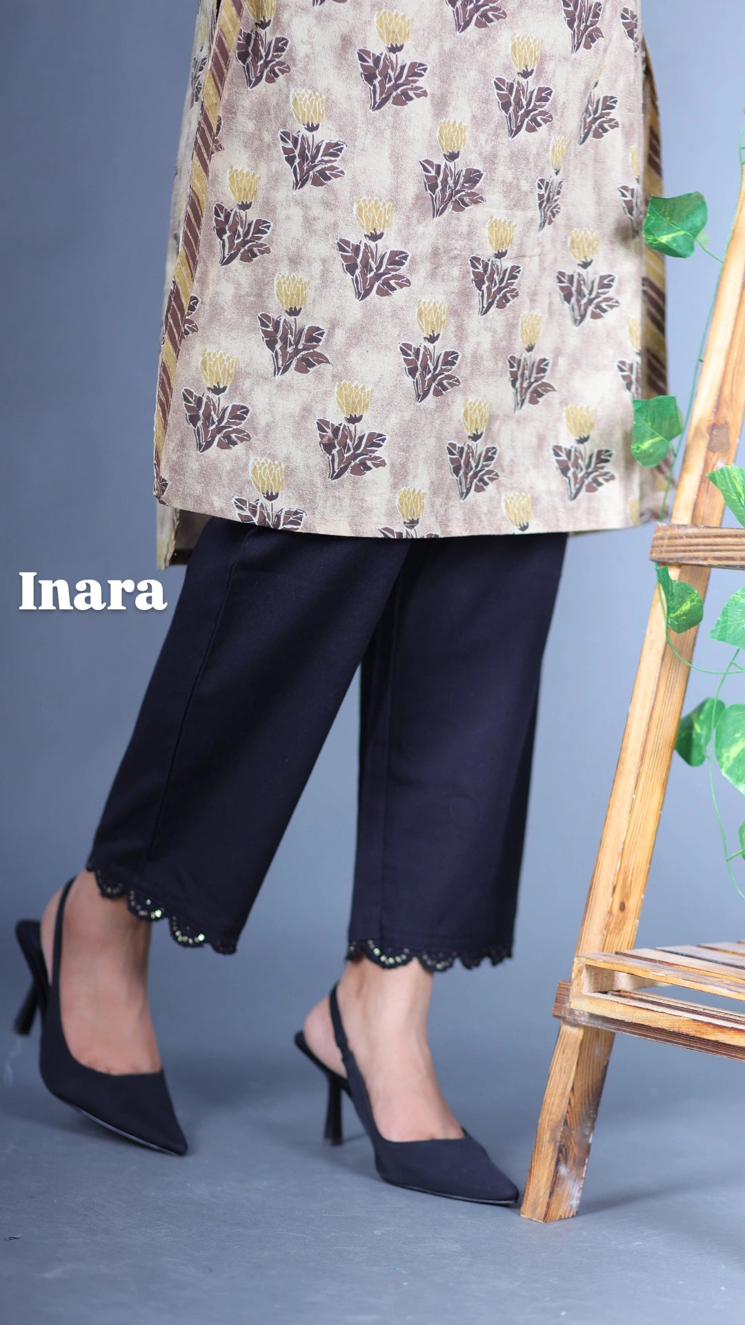 Inara Black Straight Pant In Cotton For Women