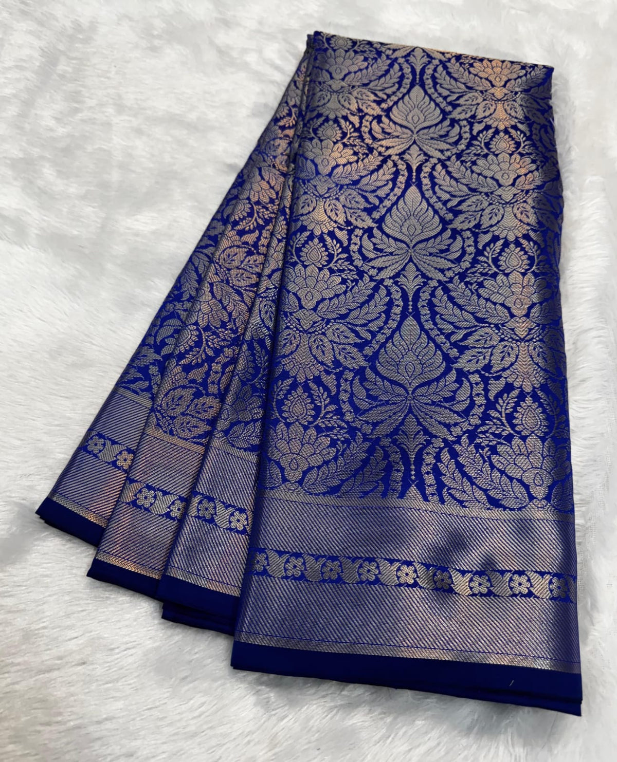 Janhvi Kapoor Inspired Banarasi Semi Mushroom Kathan Silk  Saree In Blue