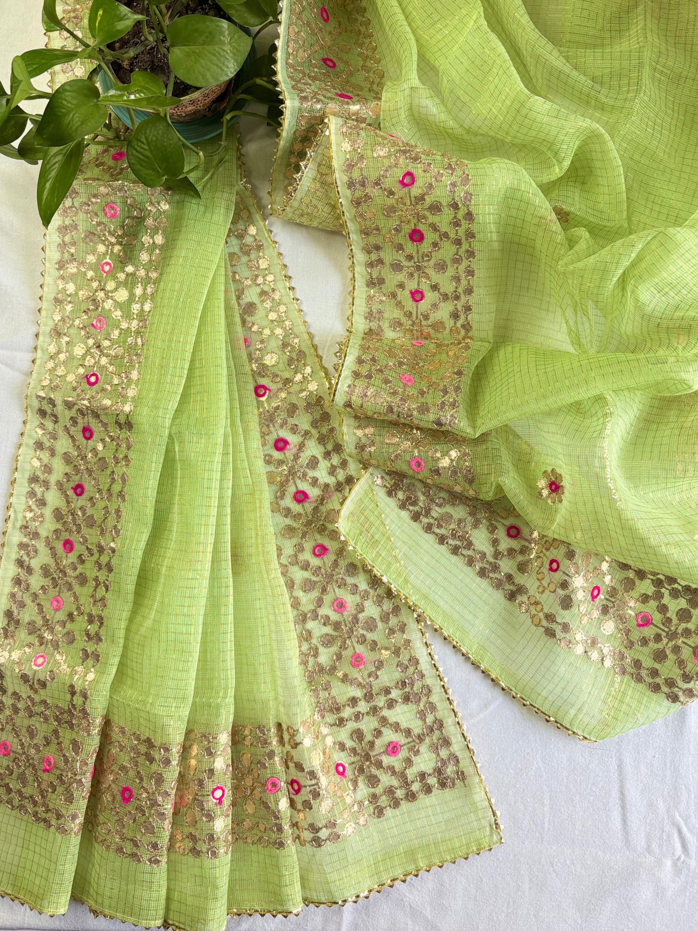 Wedding Wear Kota Gota Patti Salwar Suit In Gota Work Green Color