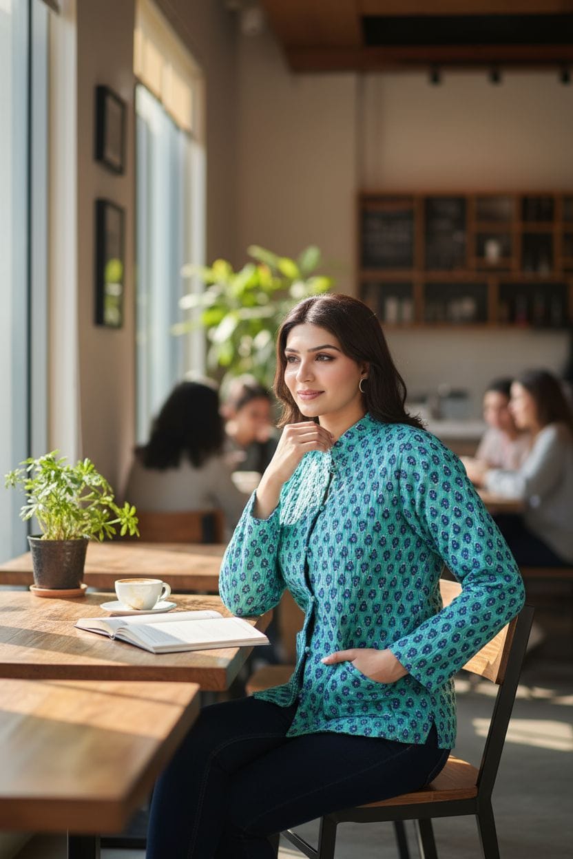 Beautiful Blue Pure Cotton Quilted Reversible Print Jackets