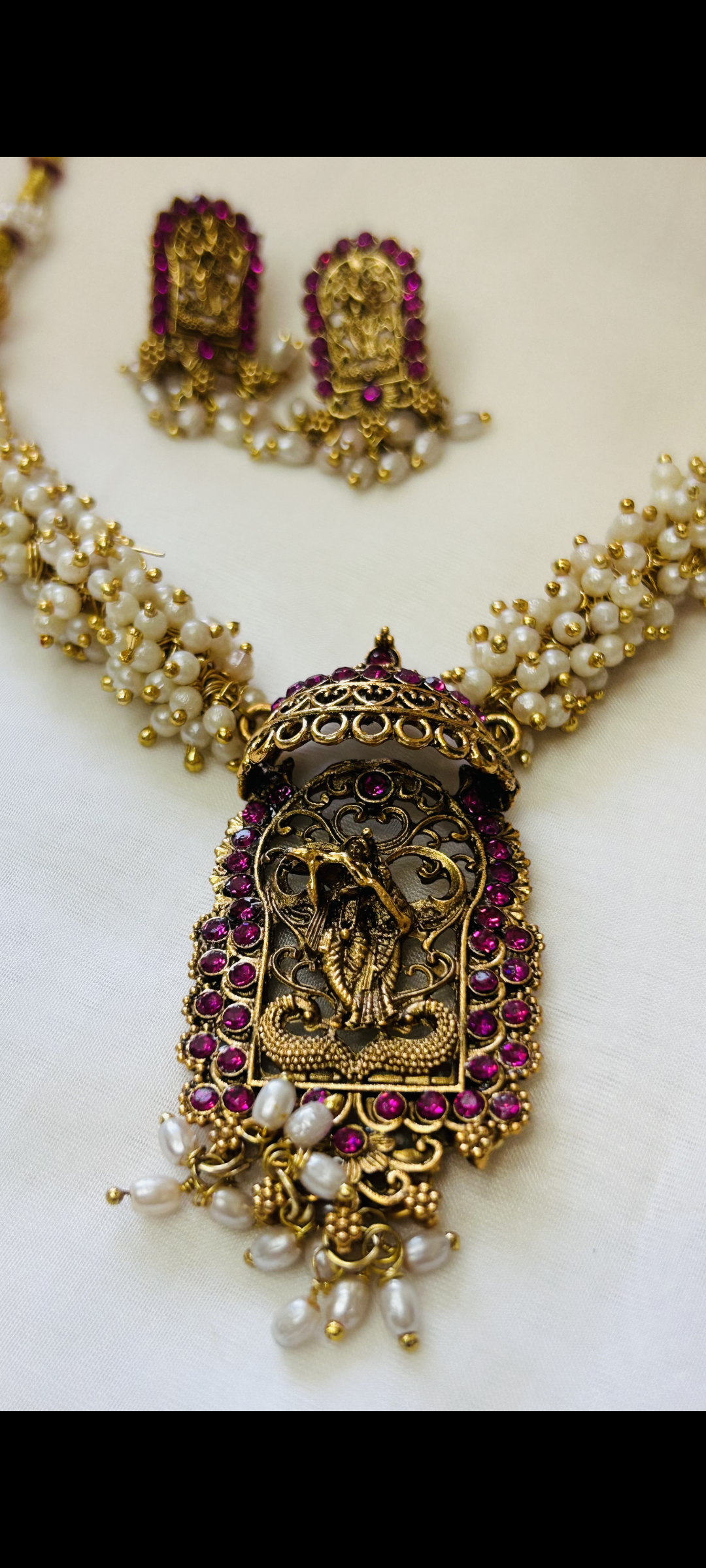 Traditional South Indian temple-style necklace set