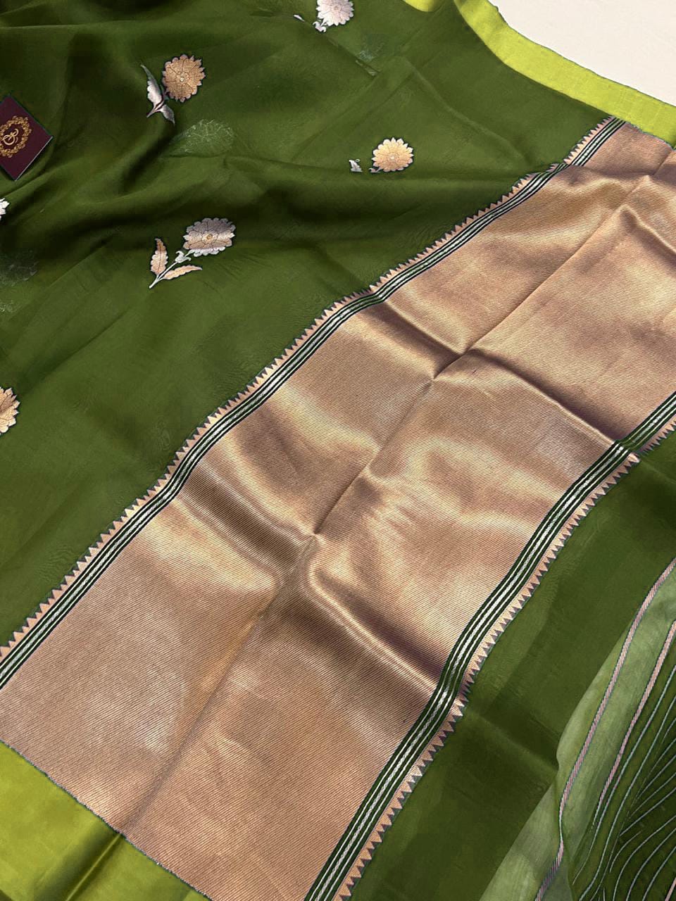 Hena Green Semi Georgette Banarasi Soft Silk Saree