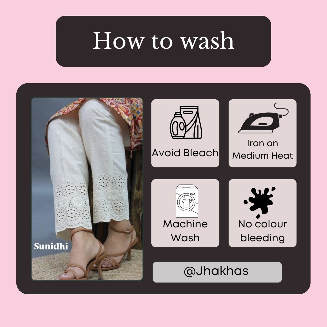Sunidhi Cut Work Cream Straight Pant In Cotton For Women