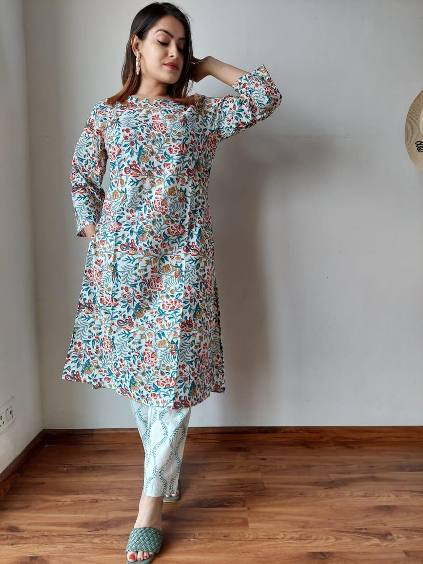 Multi Color Bagru Hand Block Printed Suit