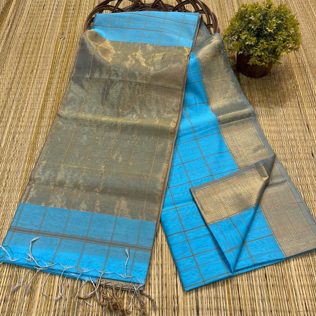 Maheshwari Silk Saree In Blue