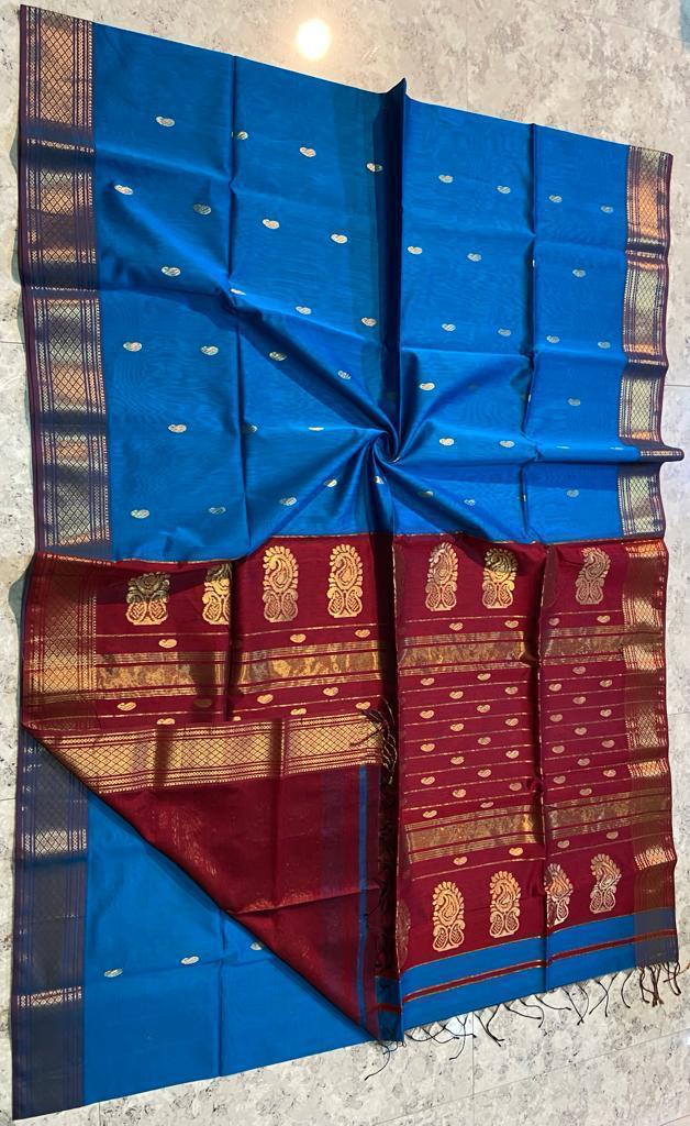 Maheshwari Silk Saree In Blue