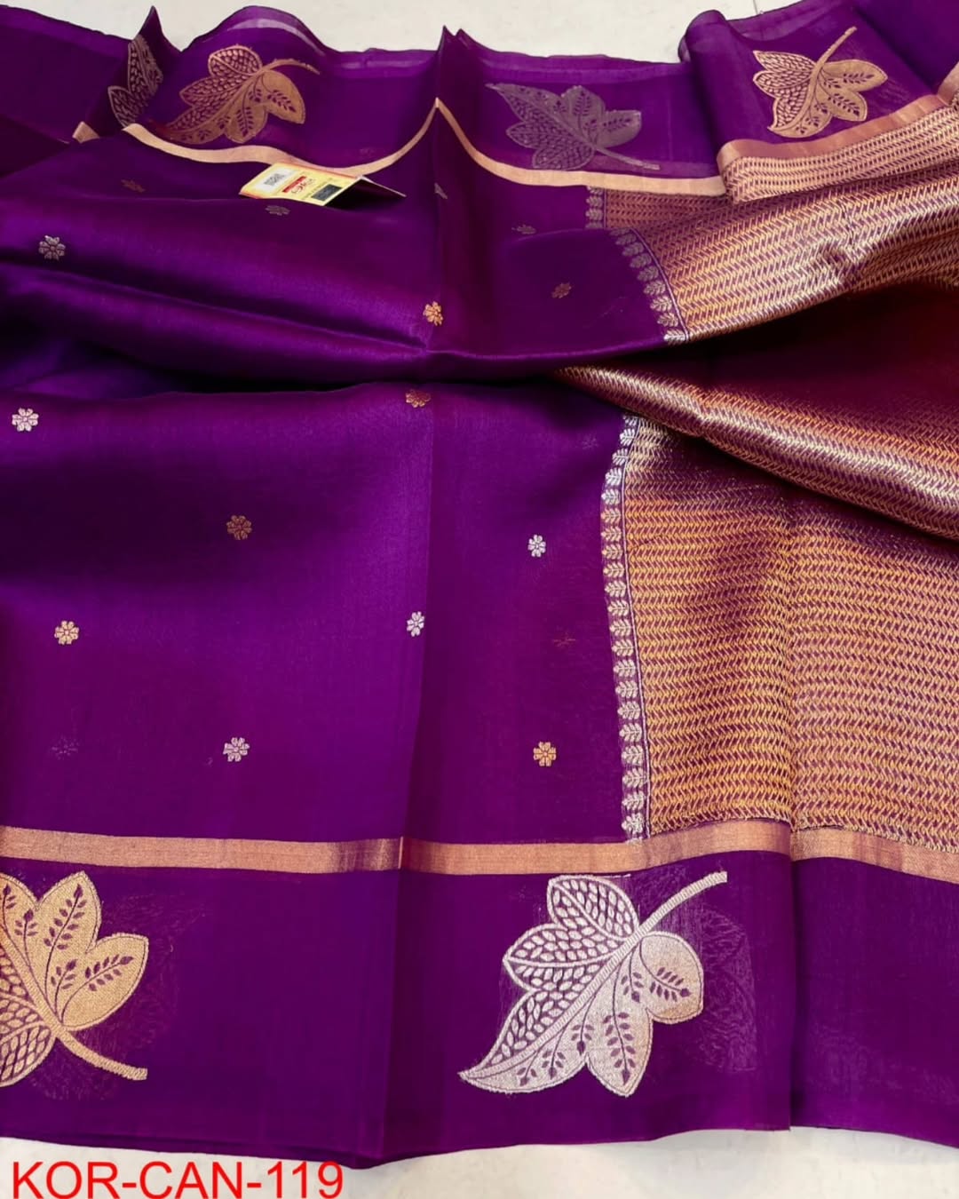 Dark Purple Elegant Banarasi Kora Silk Saree