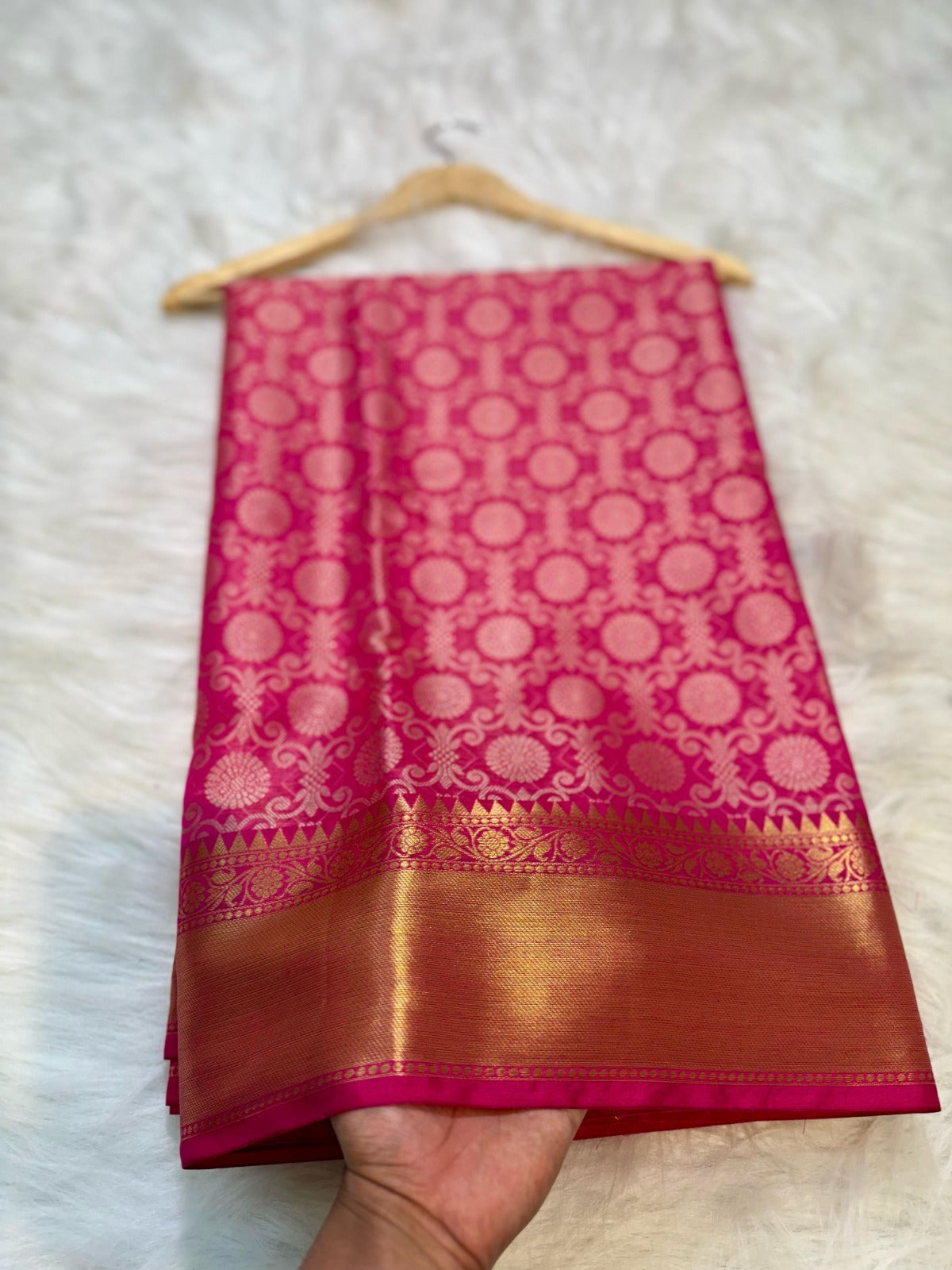 Pink Banarasi Tissue Zari Silk Saree
