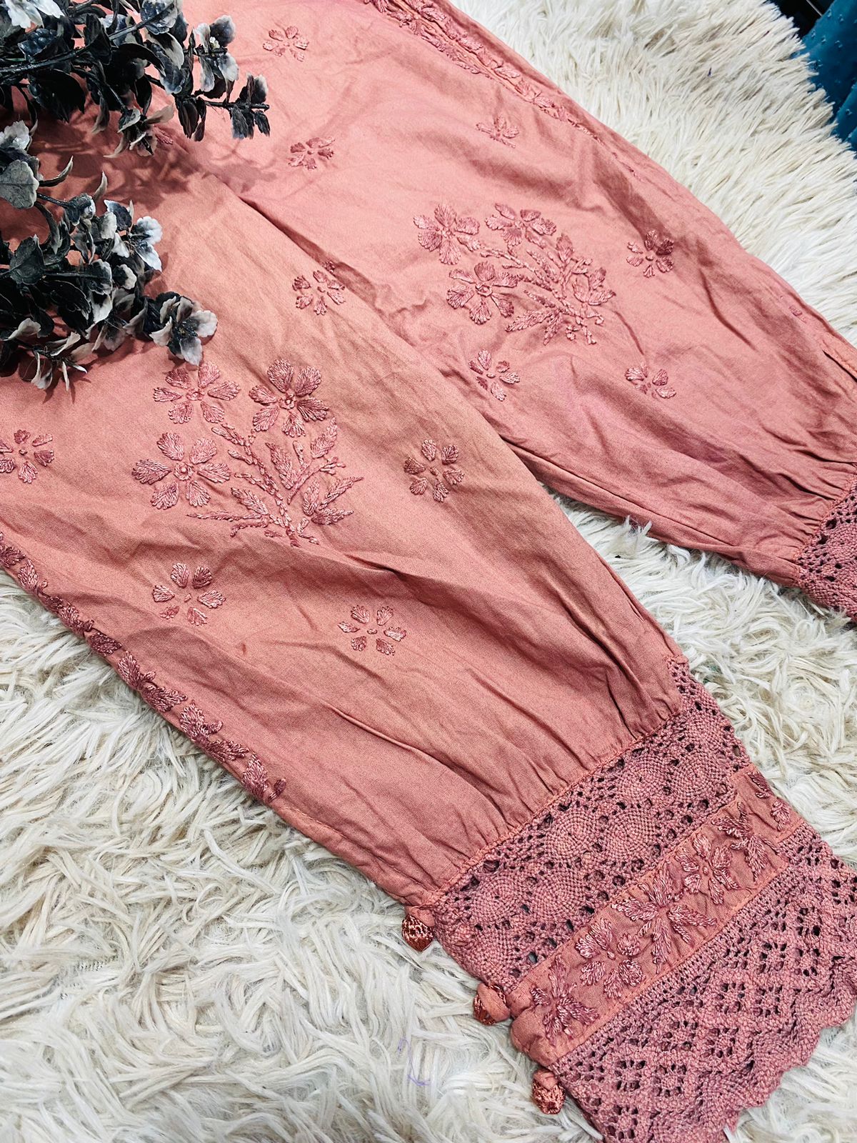 Light Brown Chikankari Afghani Salwar