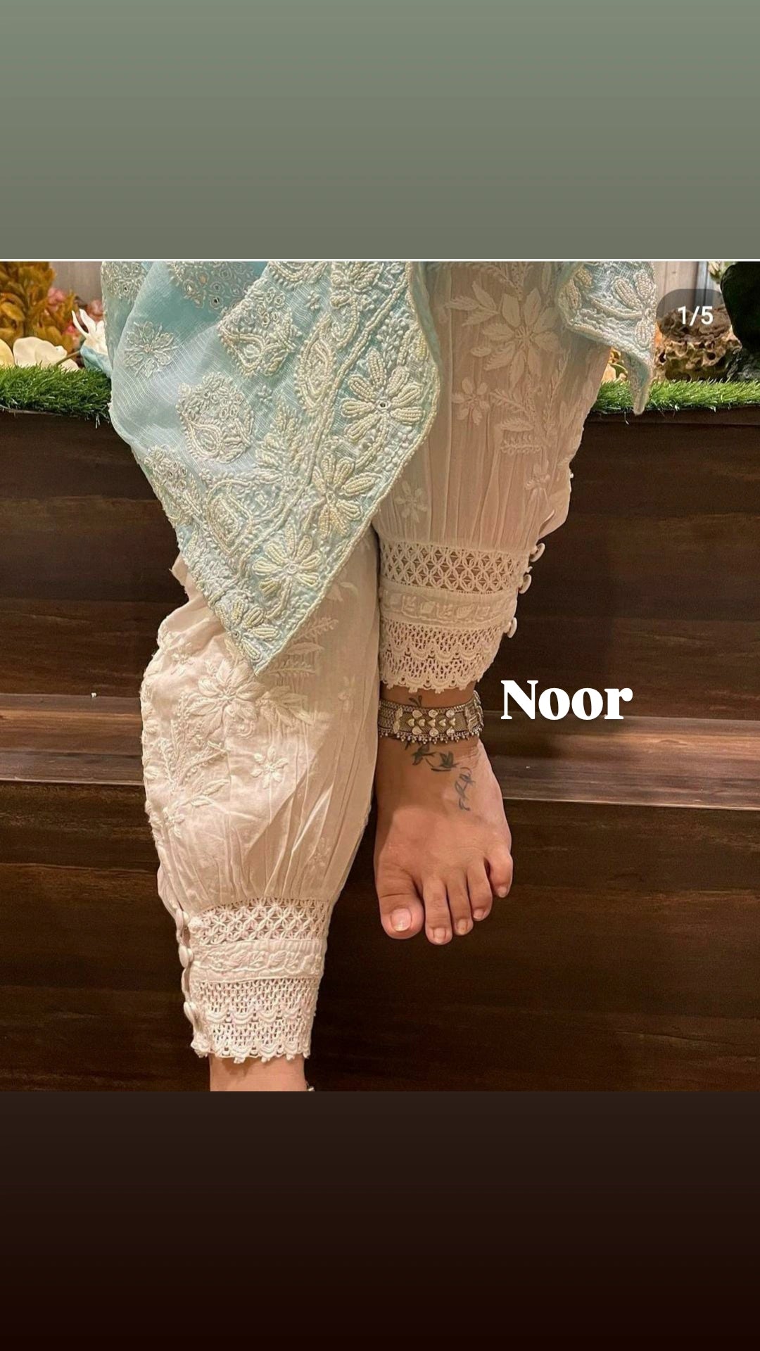 Noor White Chikankari Afghani Salwar