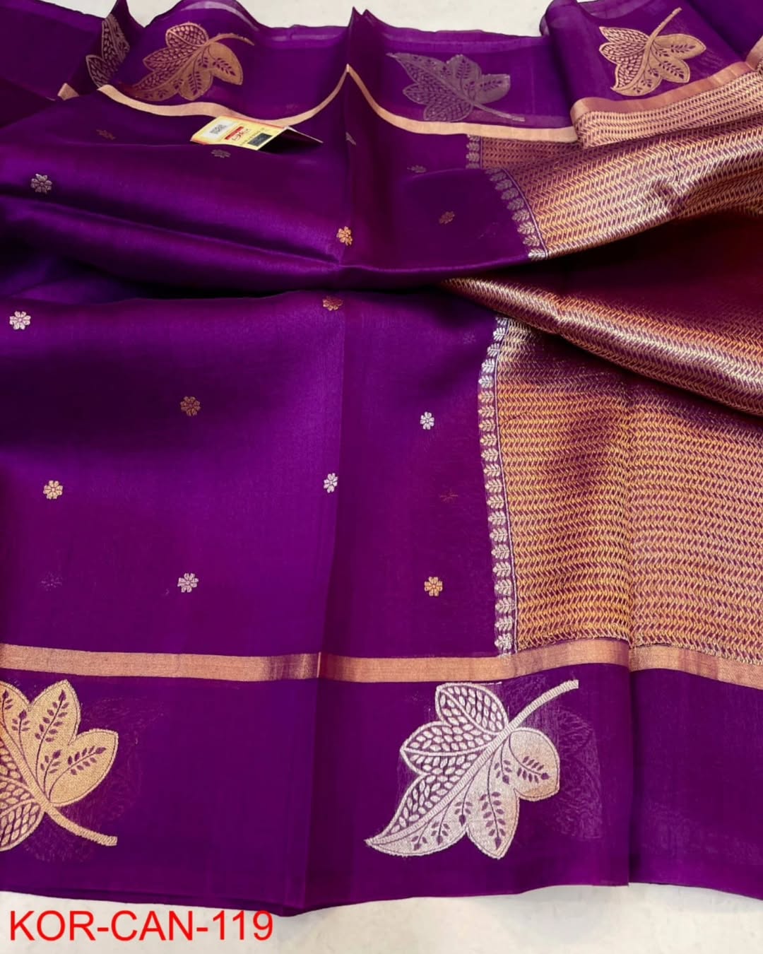 Dark Purple Elegant Banarasi Kora Silk Saree