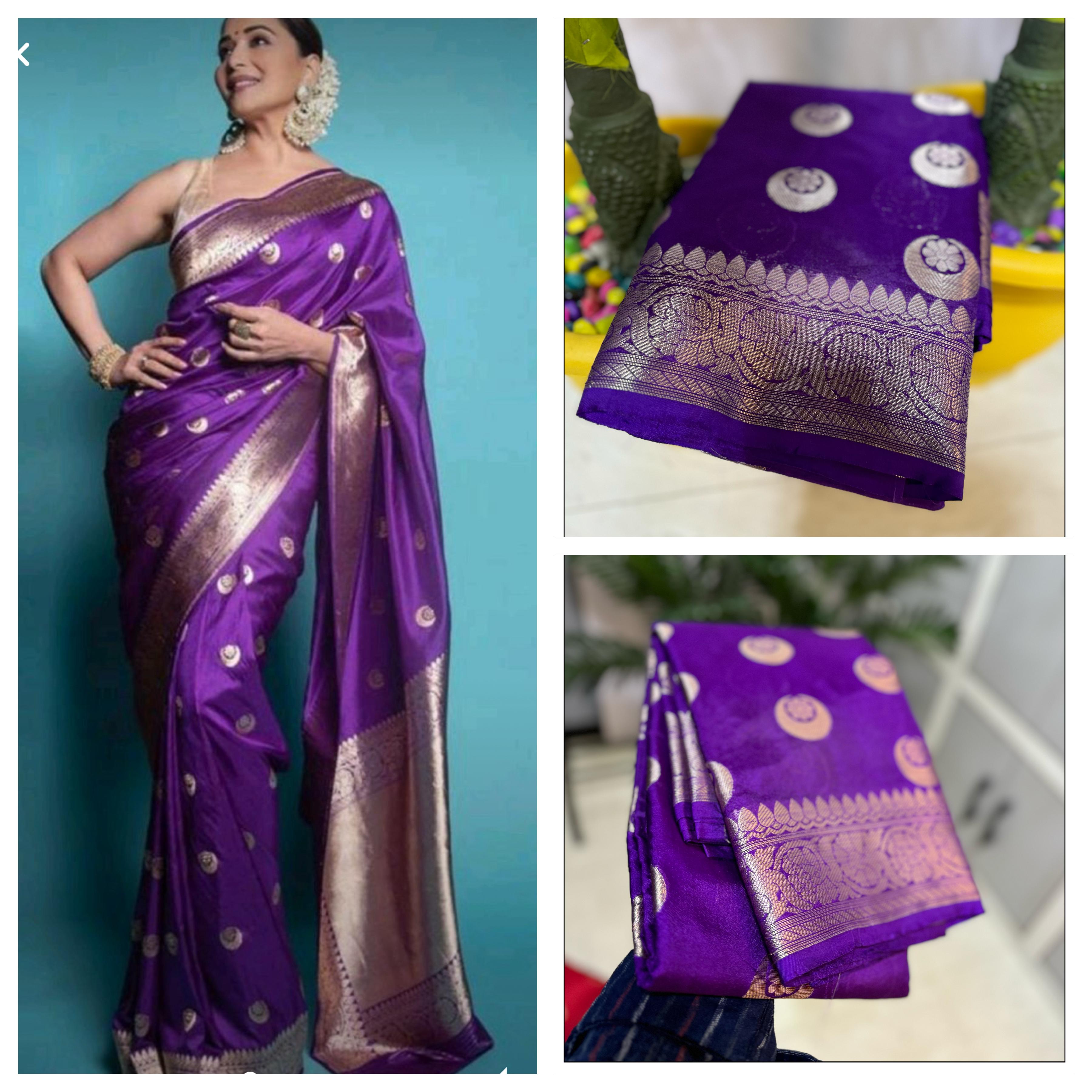 Madhuri Dixit Inspired Semi Kathan Soft Silk Saree