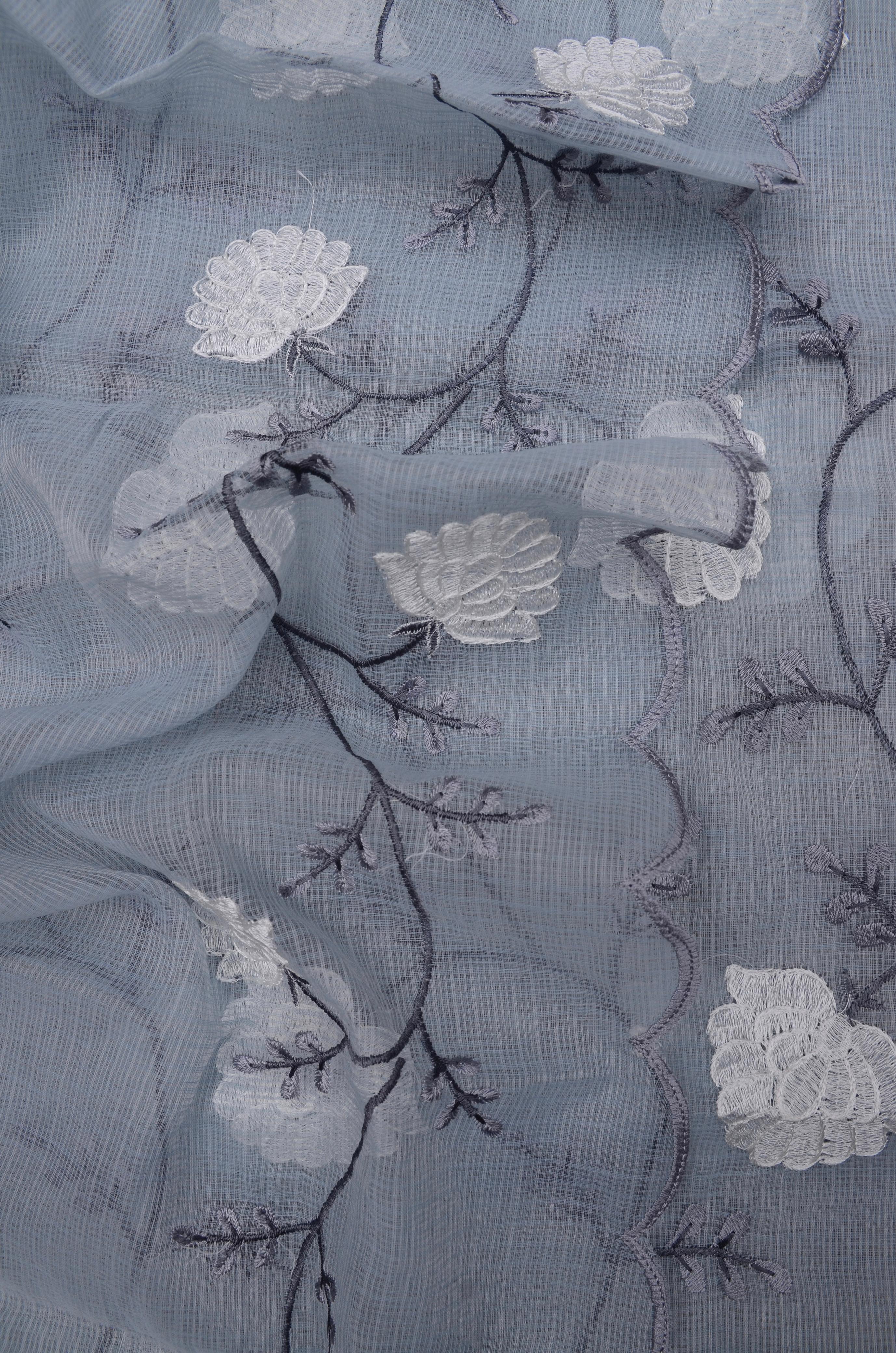Grey Kota Doriya Embroidery Work Suit