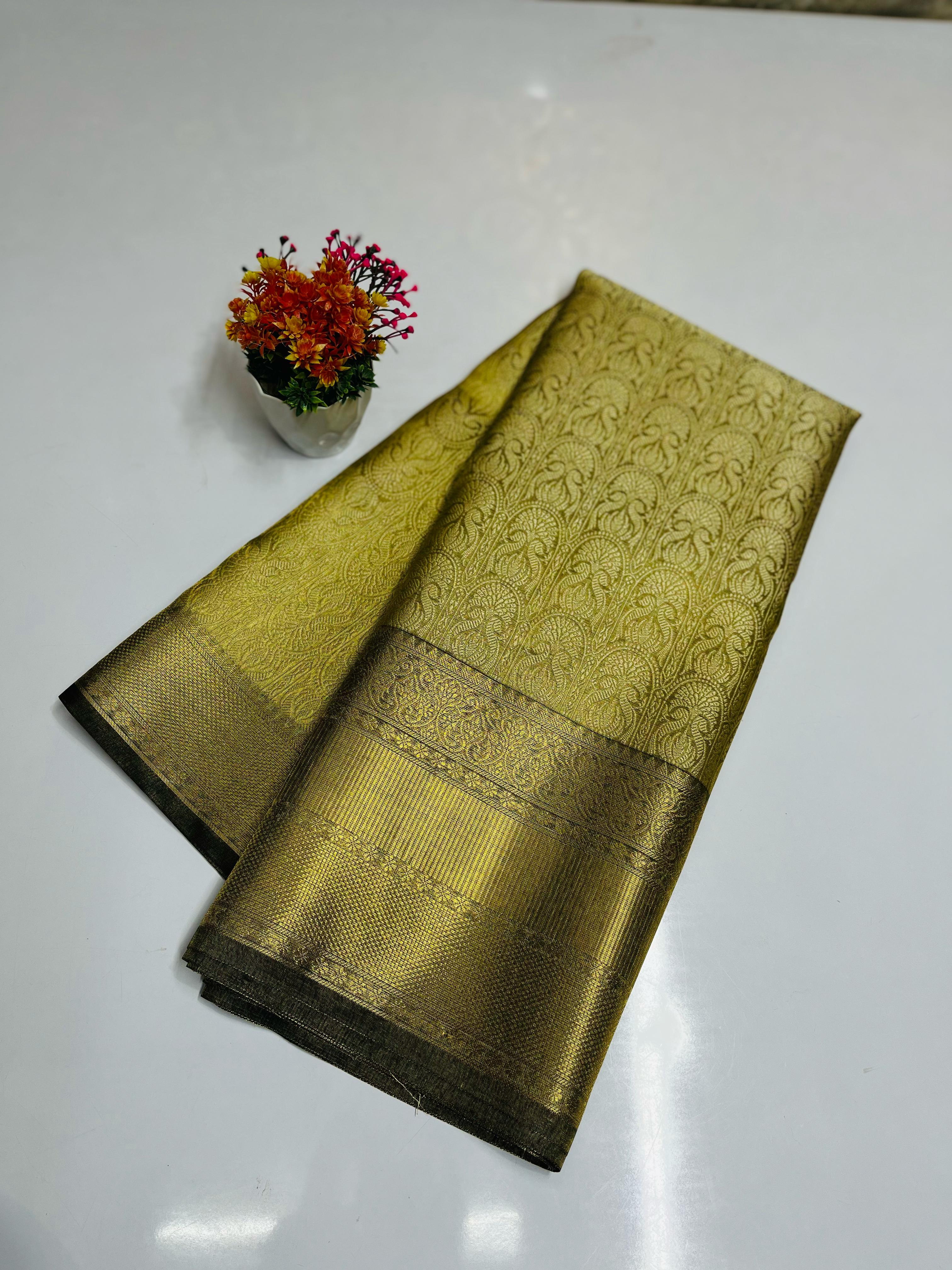 Kanjivaram Style Soft Pattu Tissue Saree