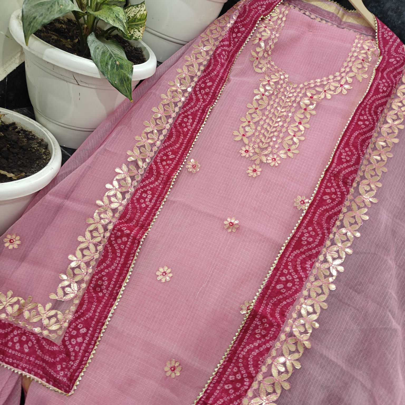 Kota Salwar Suit In Gota Work In Pink