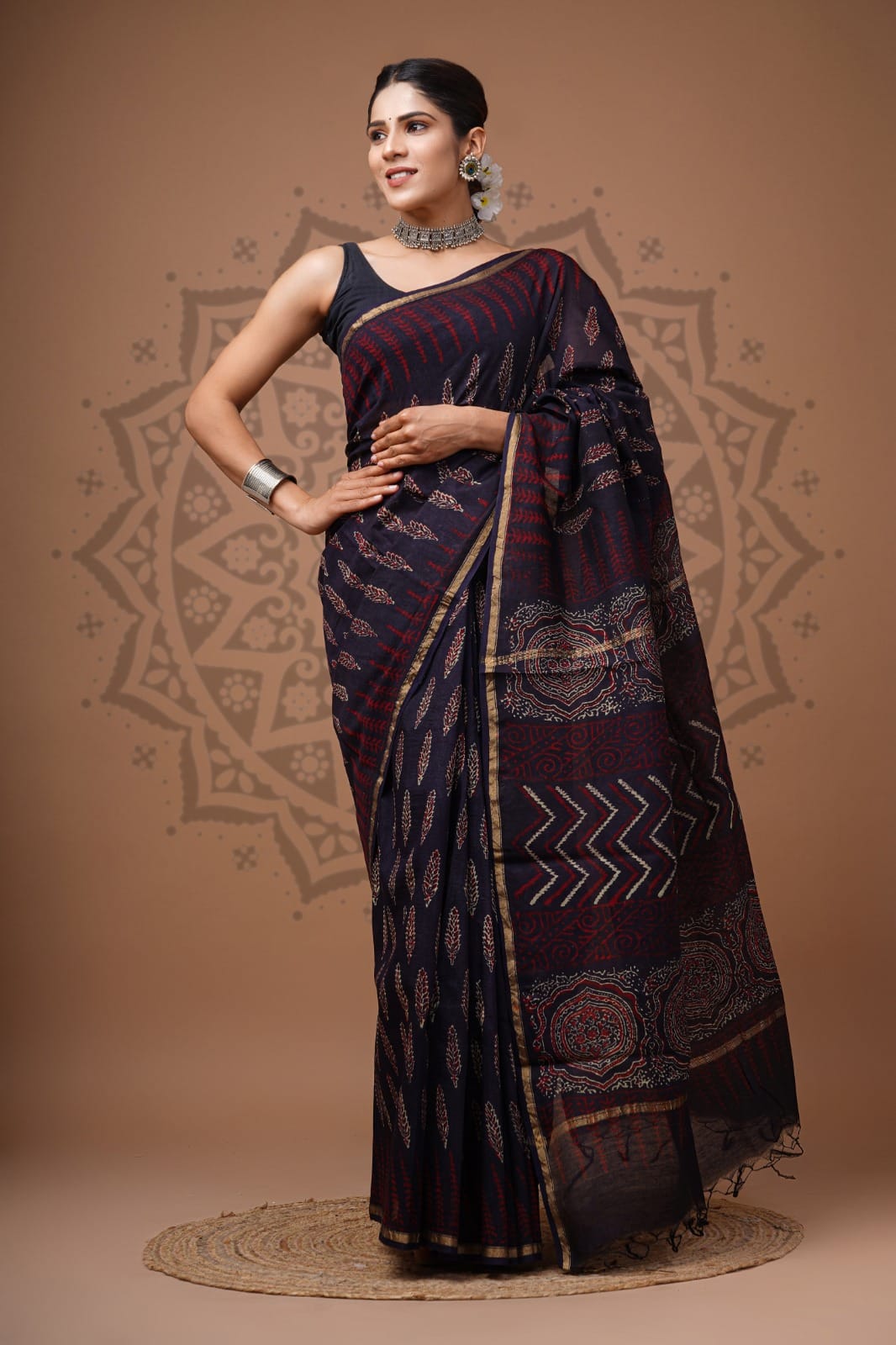 Black Chanderi Saree